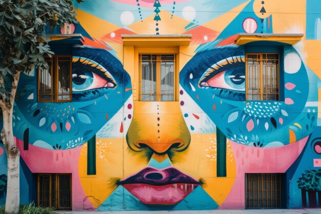 Coloridos murales que adornan los edificios exteriores que muestran la expresión artística y la vitalidad cultural