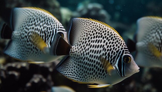 Coloridos peces payaso nadan en un vibrante arrecife de belleza natural bajo el agua generado por IA