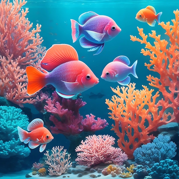 coloridos peces tropicales en el acuario