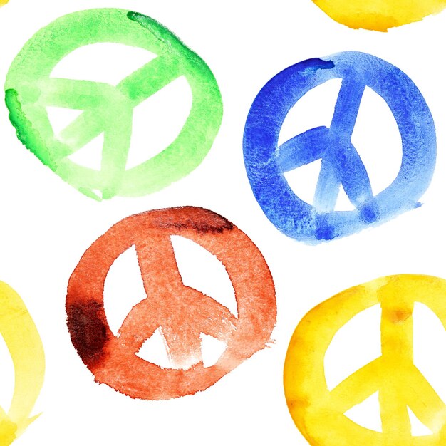 Coloridos signos de la paz de patrones sin fisuras