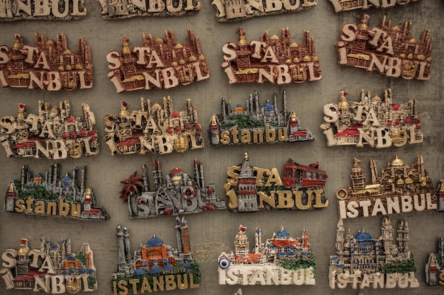 Foto coloridos souvenirs magnéticos de estambul