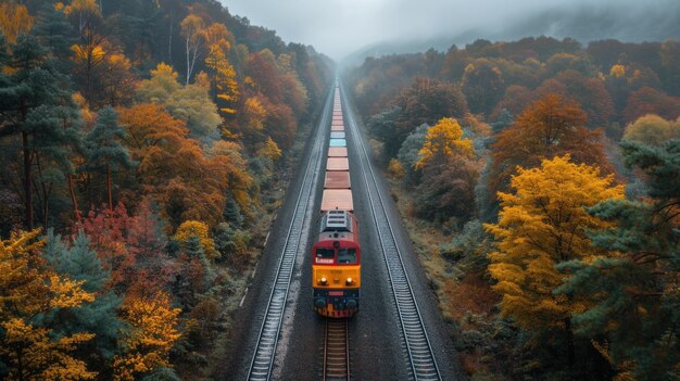 Coloridos trenes de carga en el ferrocarril bajo el cielo azul