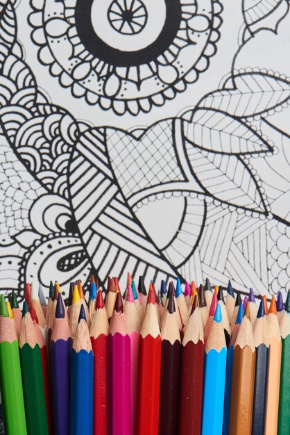 Foto colorir para adultos e lápis de cor