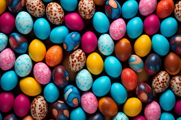 Colorosa de patrón sin costuras colección de huevos de Pascua celebración de Pascua festiva ilustración de fondo estacional