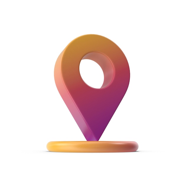 Colorosa tag pin de rede social ponto para mapa 3D Renderização gradiente realista Localização mapa pin GPS