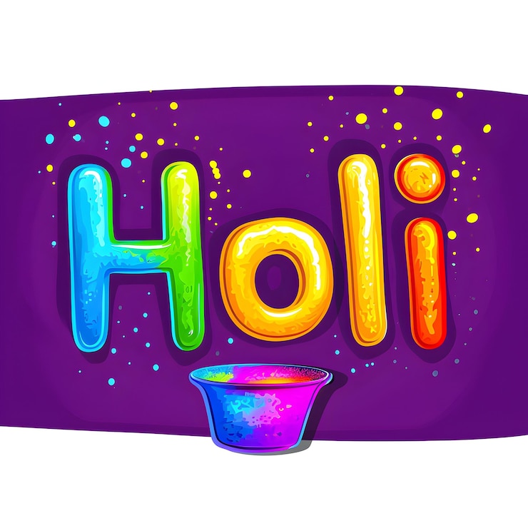 Foto coloroso feliz festival de holi texto y polvo para el diseño de tarjetas de felicitación de holi