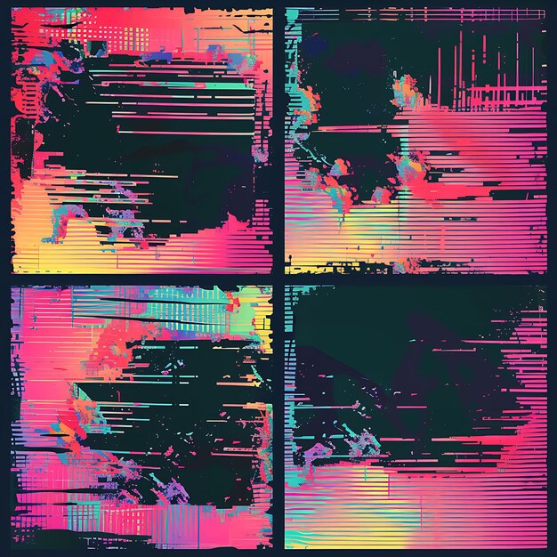 Foto coloroso glitch art corrompido los paneles de monitoreo se corrompieron digitalmente y la ilustración es un elemento de tendencia