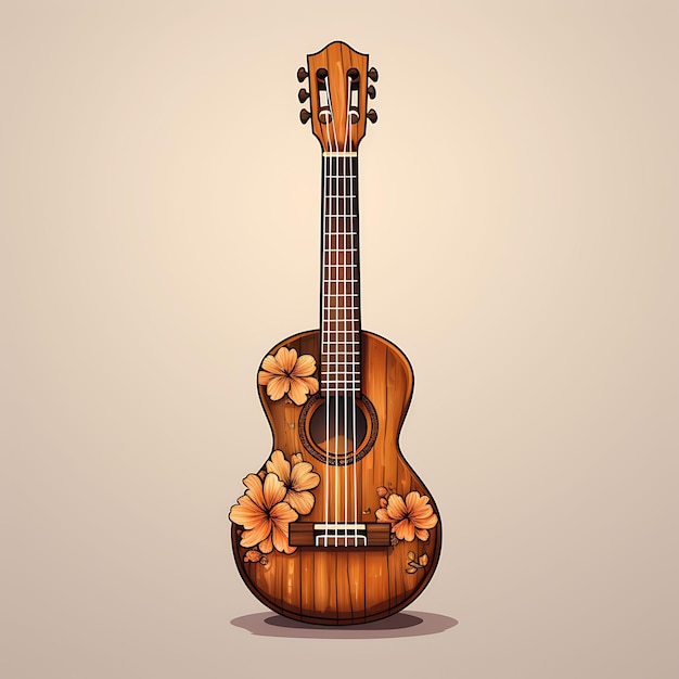 Coloroso instrumento de cuerdas hawaiano Ukulele Marrón madera de Koa pequeño Gu Objetos tradicionales creativos