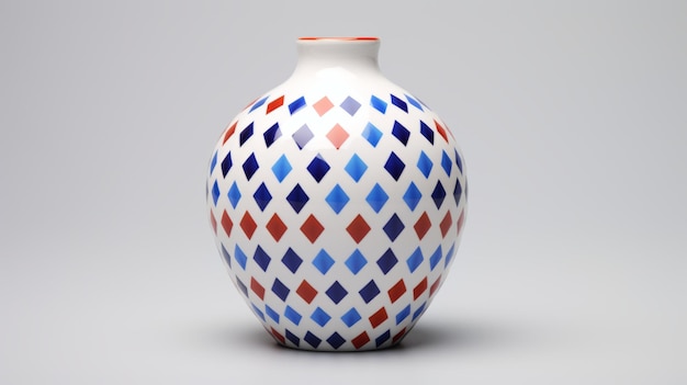 Coloroso jarrón de cuadrícula simétrica con diseño de porcelana azul y blanca