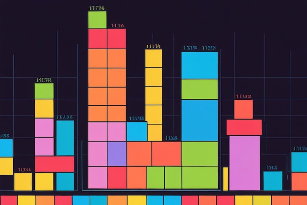 Coloroso juego de Tetris Ilustración vectorial plana Un desafío clásico de rompecabezas retro