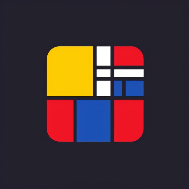 Foto coloroso logotipo de mosaico cuadrado en estilo bauhaus con iconografía americana