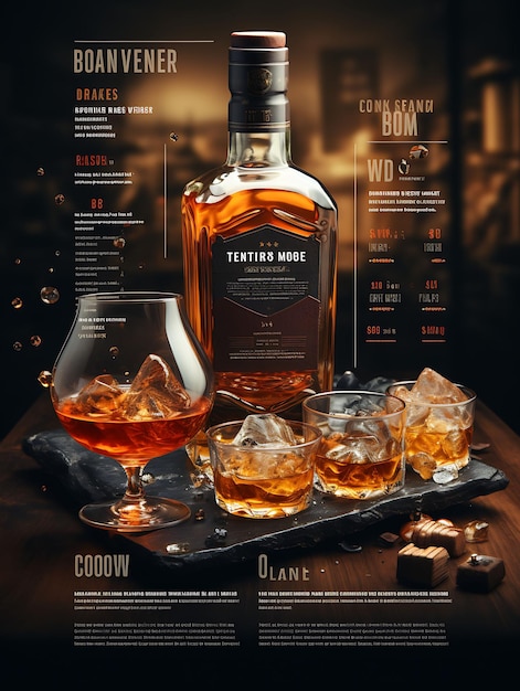 Coloroso whisky clásico con una cálida paleta marrón cobre destaca el concepto creativo ideas de diseño