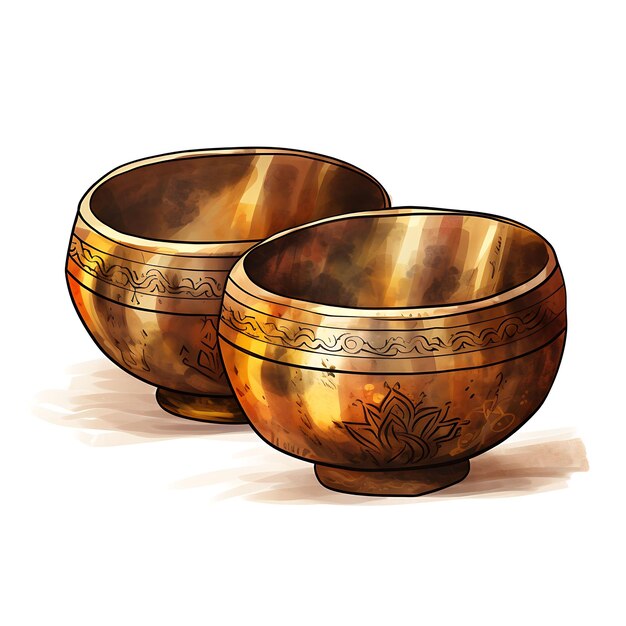 Colourful Nepalese Singing Bowls Sound Therapy Bronze Color Metal BowlIdeias de design de conceito criativo