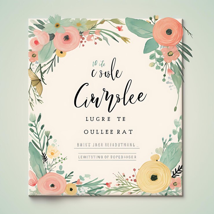 Foto colourful vintage garden party love letter floral aquarela papel mat arte decoração ilustração plano2d