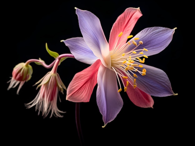 Columbine-Blumen im Studio-Hintergrund einzelne Columbine-Blume Schöne Blume ai generiertes Bild