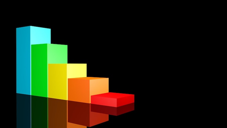 Foto columnas de color gráfico de crecimiento proyecto de negocio informe de ventas renderización 3d