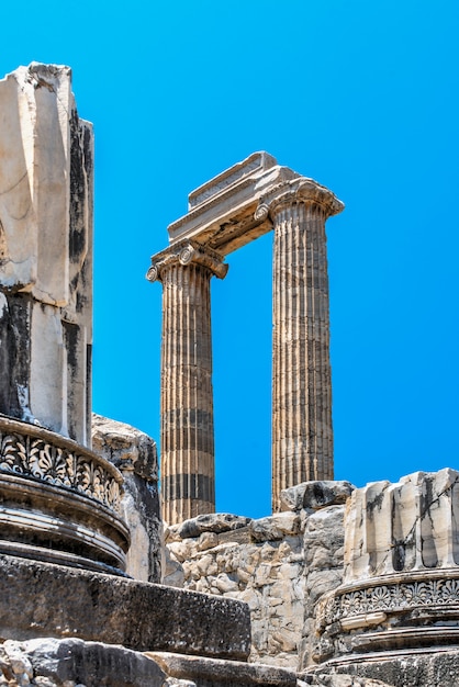 Columnas iónicas en el templo de Apolo en Didyma, Turquía