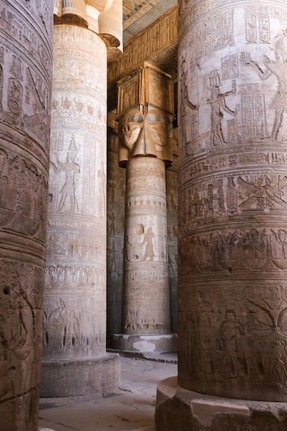 Columnas en el templo de Denderah Qena Egipto