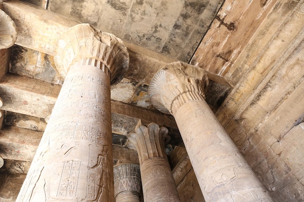 Columnas en el templo de Edfu Edfu Egipto