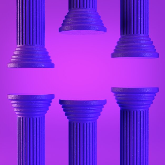 Foto columnas violetas sobre violeta