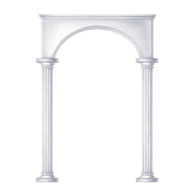 Coluna clássica de mármore branco antigo em estilo romano e renascentista Ilustração digital
