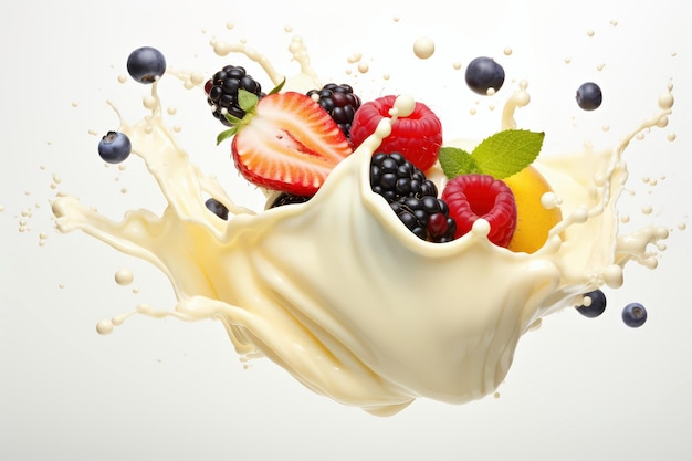 com creme de leite de fruta isolado sobre fundo branco