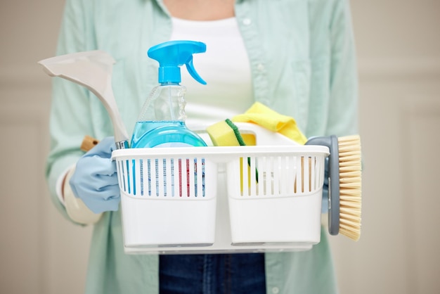 Com essas fotos imparáveis de uma mulher segurando uma cesta de produtos de limpeza