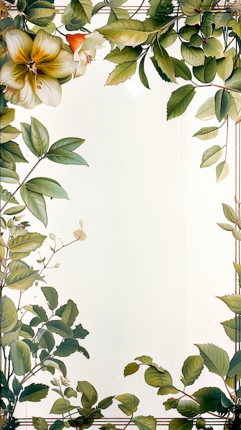 com fundo Uma borda de filme de 35mm de um livro botânico dos anos 1930 Ilustrações a cor da água de plantas Quadro na borda