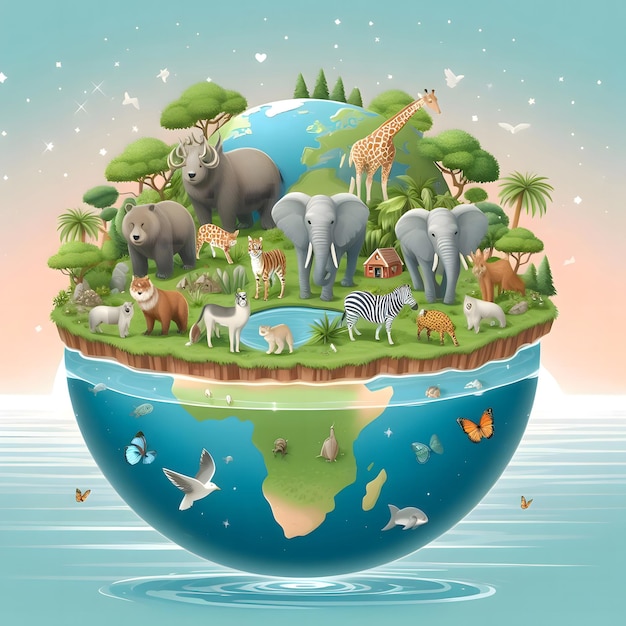 Com o Globe Animal Island Design gerado pela IA