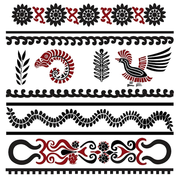 Com padrões de meandro grego Design de fronteira decorado com arte de linha CNC Tradição Tinta antiga