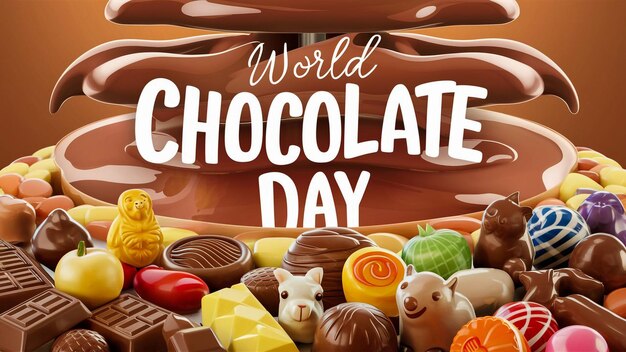 com um cartaz que diz chocolates do mundo