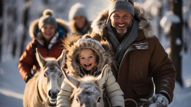 com um cavalo na neve