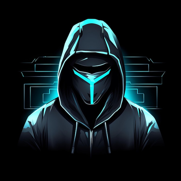 com um logotipo de hacker encapuzado