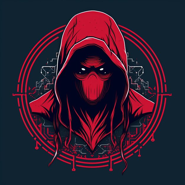 com um logotipo de hacker encapuzado