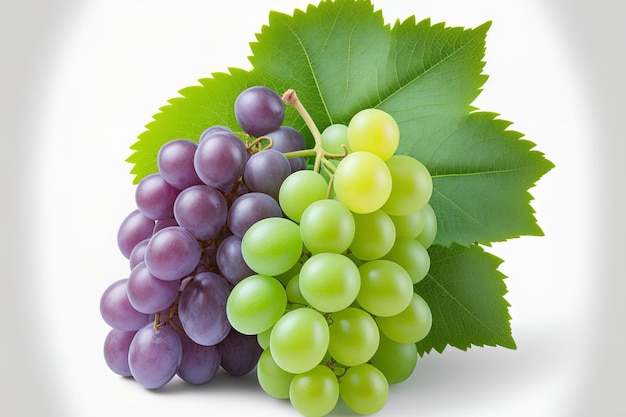 Com um passe de recorte, as uvas frescas são isoladas em um pano de fundo branco