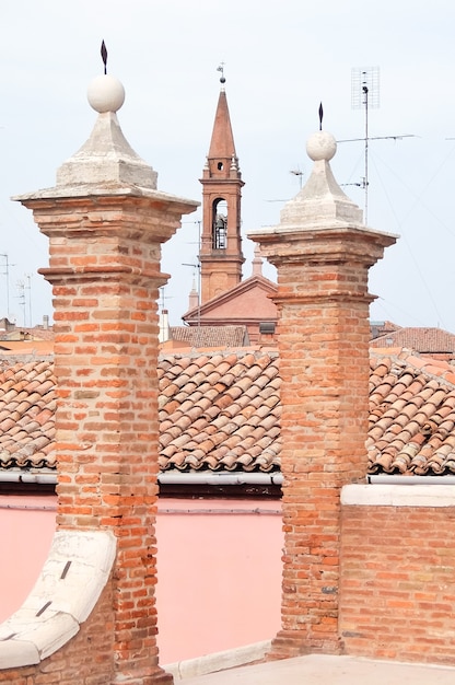 Comacchio Itália Vista dos telhados de Comacchio