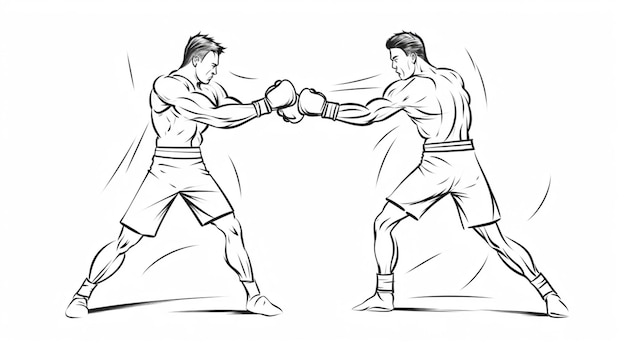 combate de boxe de arte de linha de desenho único contínuo