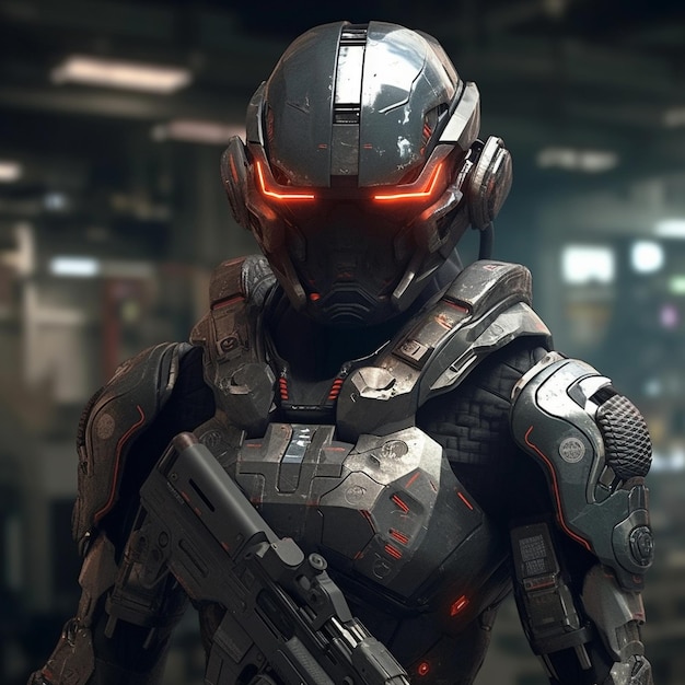 Combate futurista NovaX Soldado avanzado AI en la armadura más avanzada