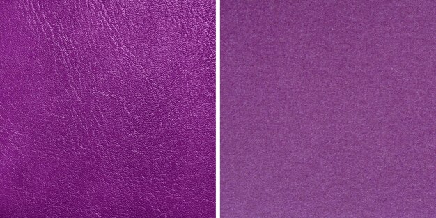combinação de texturas têxteis e couro como fundo de dois tons de violeta
