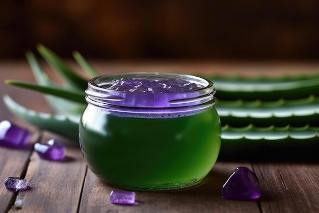 Combinación relajante de gel de aloe vera y aceite esencial de lavanda IA generativa