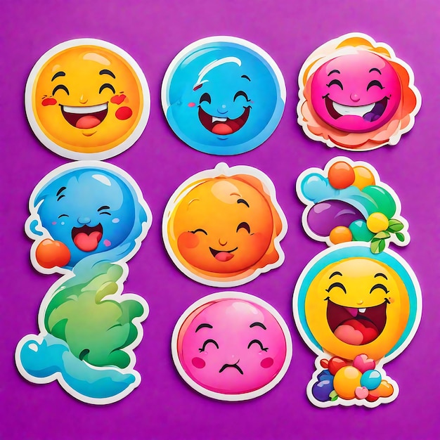 Comedia de dibujos animados coloridos Emoji caprichosas Risa