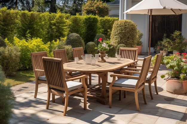 comedor al aire libre con mesa y sillas