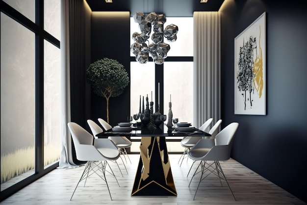 Comedor contemporáneo Diseño de interiores AI