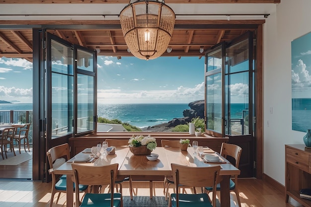 Comedor Costero Elegancia Frente al Mar y Vista al Mar