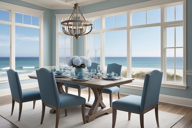 Comedor costero frente a la playa Elegancia y vistas al océano