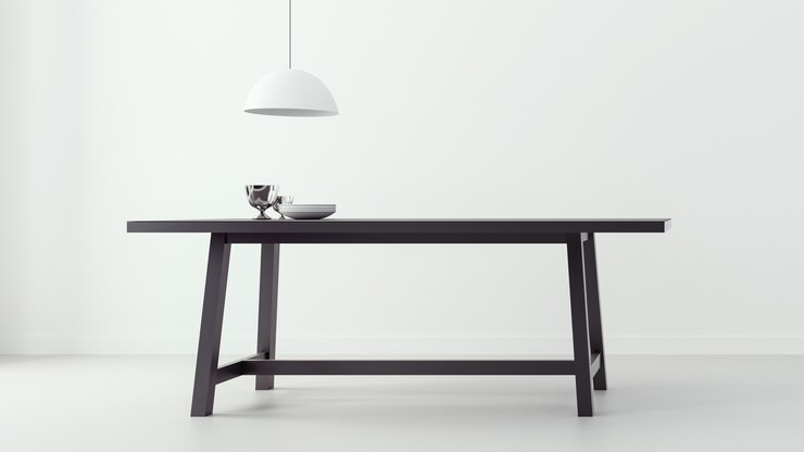 El comedor moderno y el fondo blanco / 3d rinden la imagen