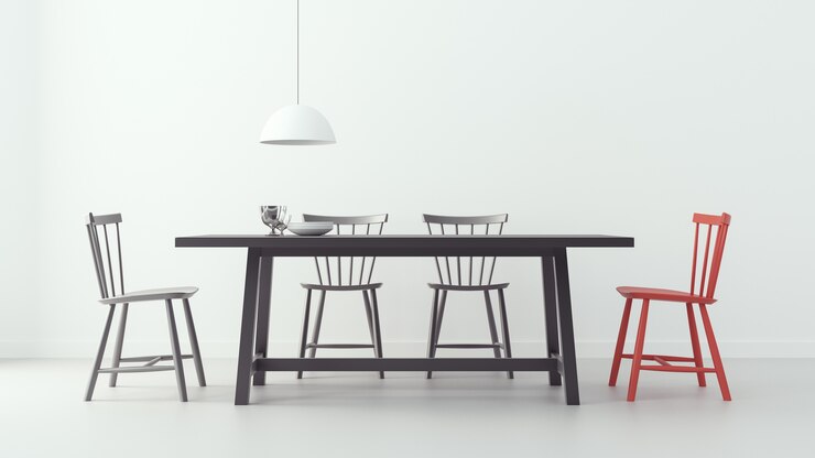 Comedor moderno y fondo blanco