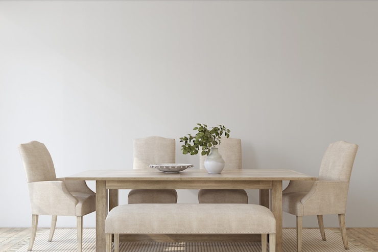 Foto comedor moderno. maqueta interior. render 3d.