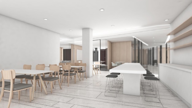 un comedor para el personal de la compañía en la oficina3d renderización