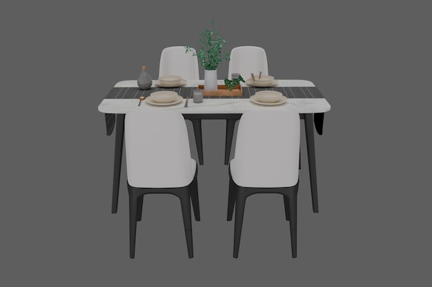 Comedor simple realista de renderizado 3d